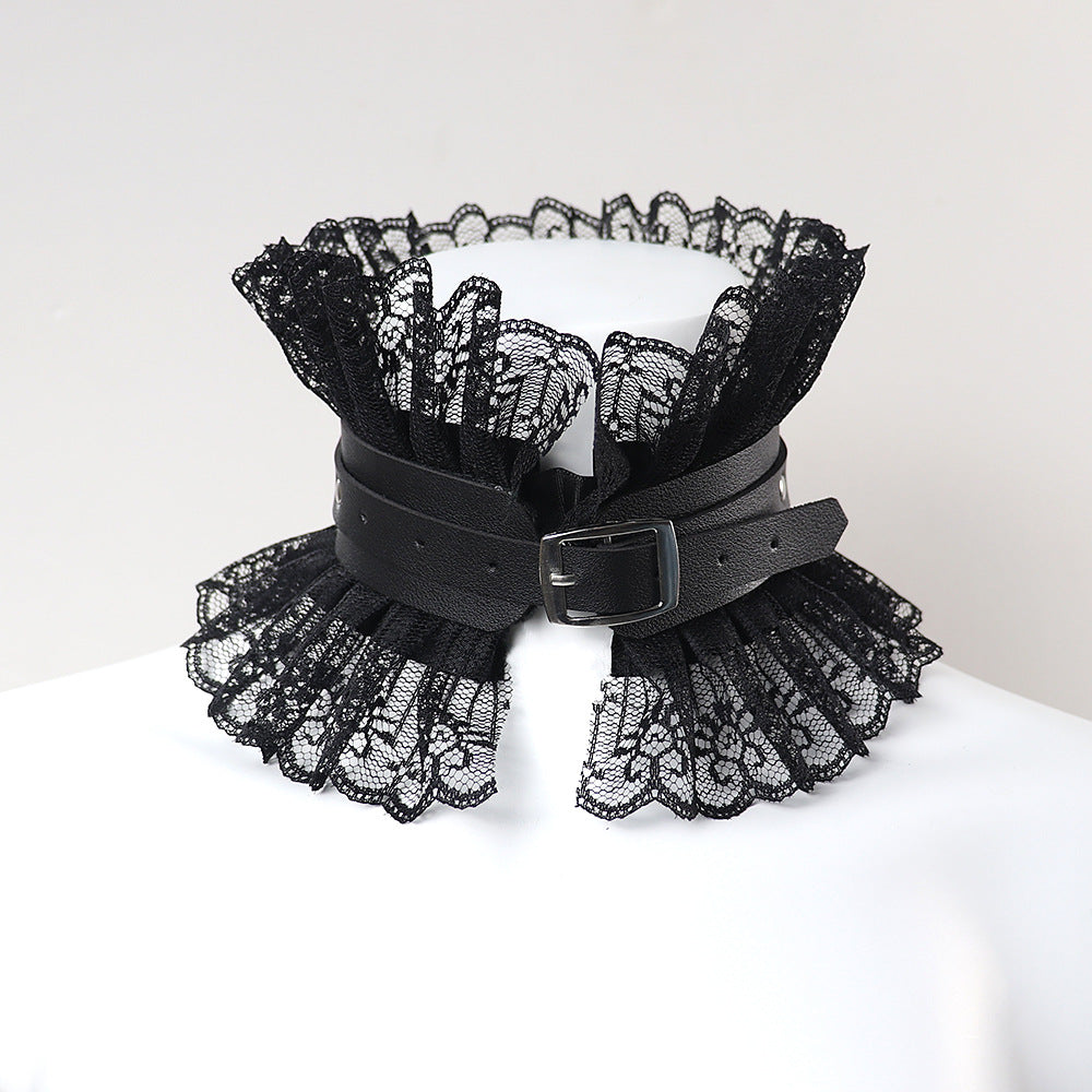New Black Adjustable Lace Leather Choker