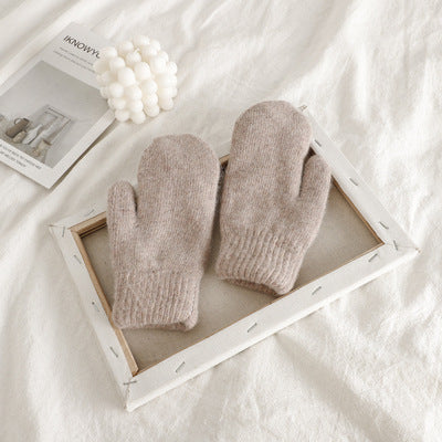 Rabbit Fur Plus Velvet Padded Warm Gloves For Cold-proof Riding