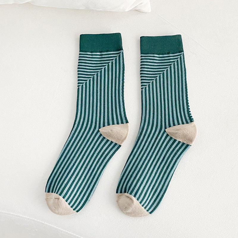Middle Tube Socks Fashionable Color Stripe