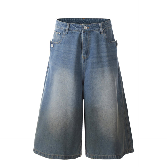 Washed Old Straight Cropped Jeans