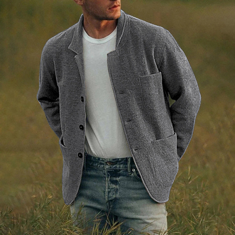 Men's Youthful Foreign Trade Solid-Color Trendy Fashion Wool Jacket