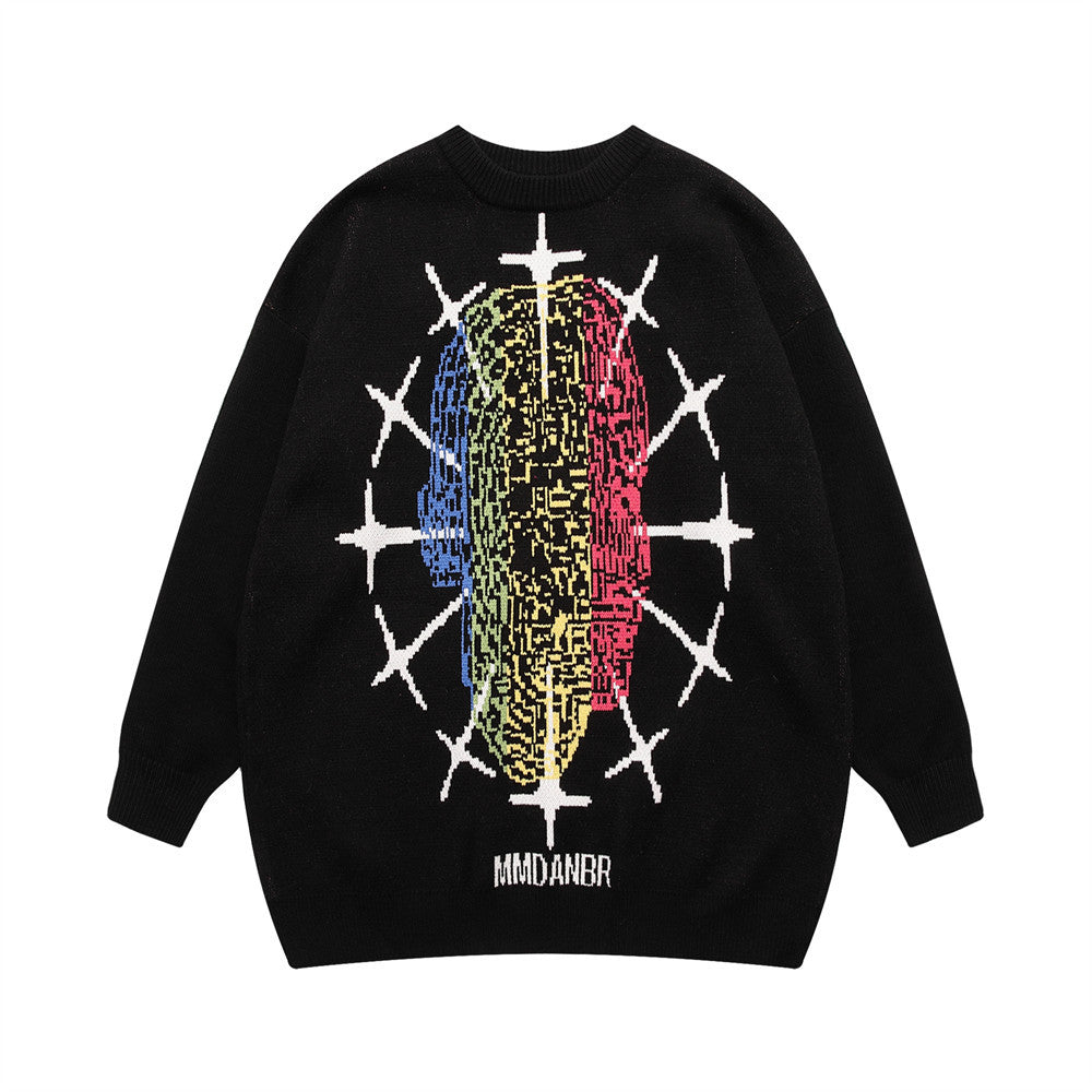 Striktrøje med stjernekors og rund hals fra Trendy Brand