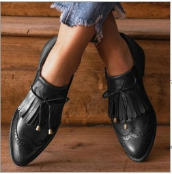Large Size Round Toe Tassel Single Shoes