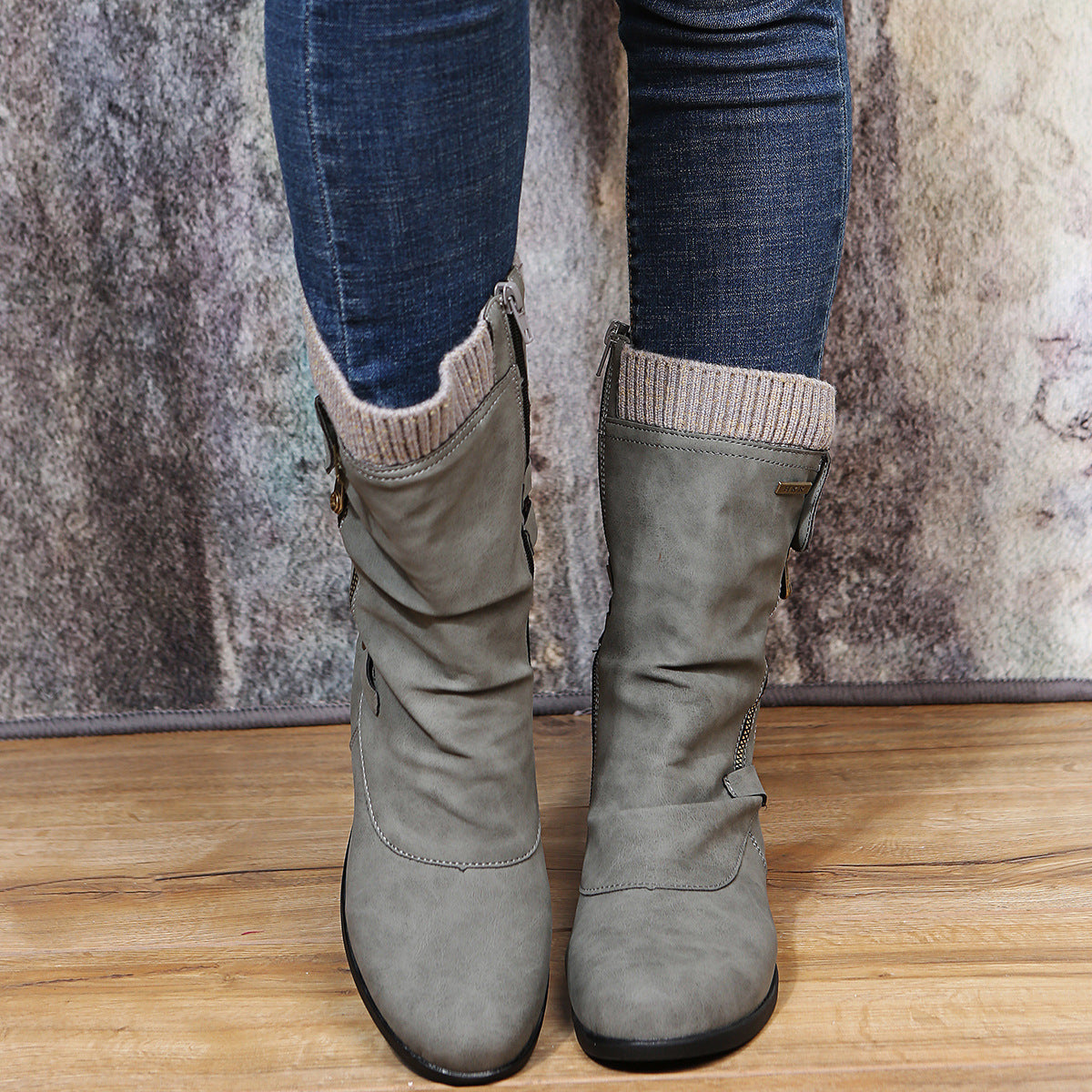 Flat-bottomed Plus Size Women's Woolen Martin Boots