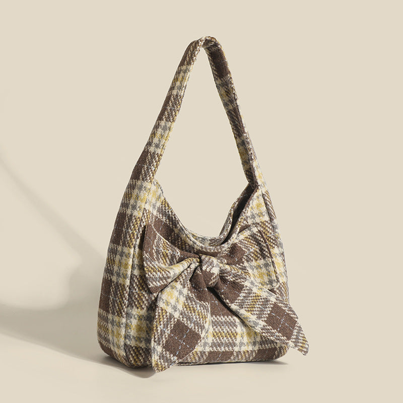Plaid One-shoulder Simple Underarm All-match Commute Tote Bag