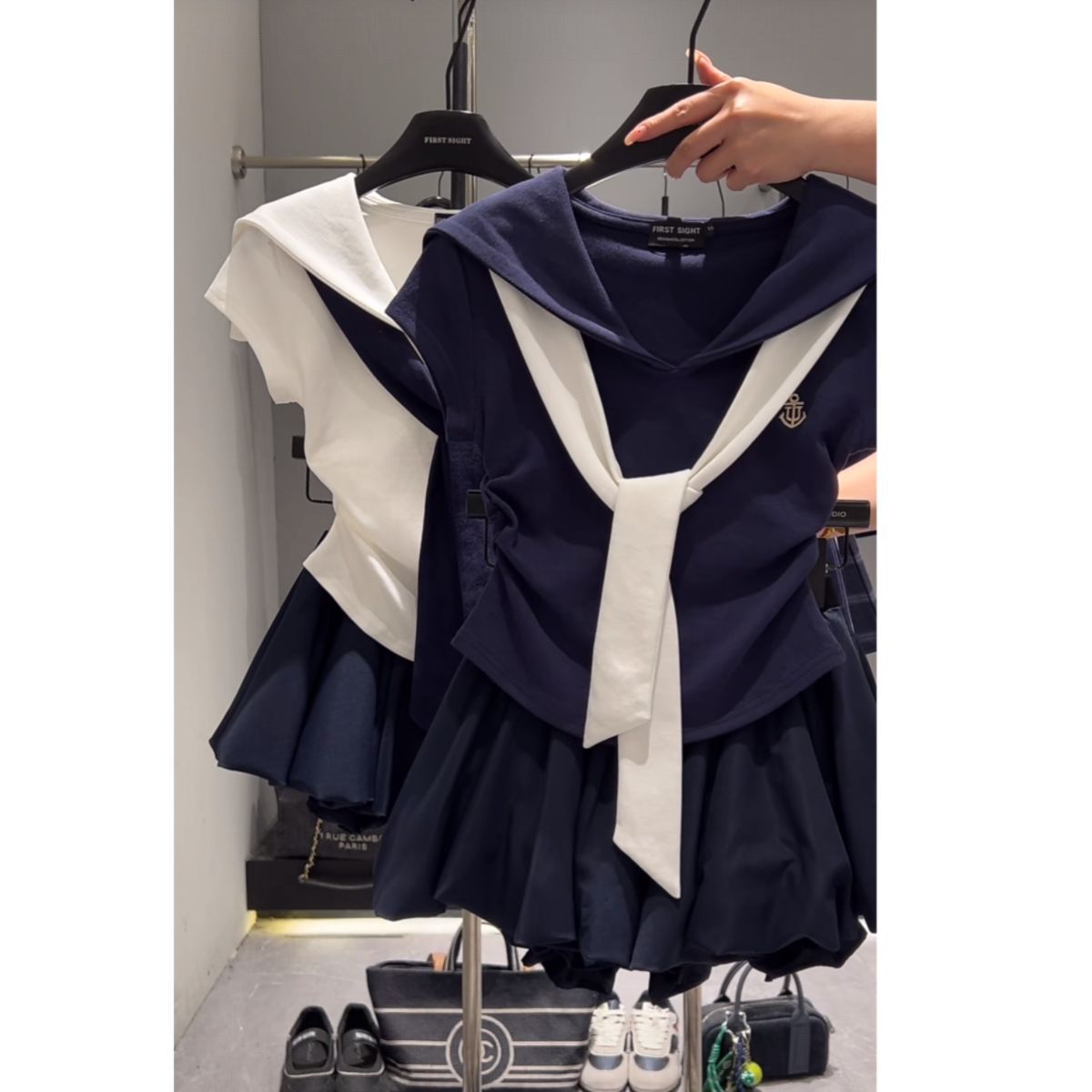 Fake Two-piece Shawl T-shirt And Skirt Fashion Set