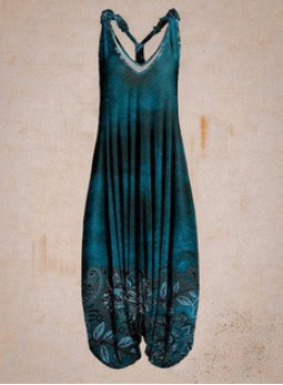 Color Block Striped Print Casual Long Sleeve Round Neck Jumpsuit