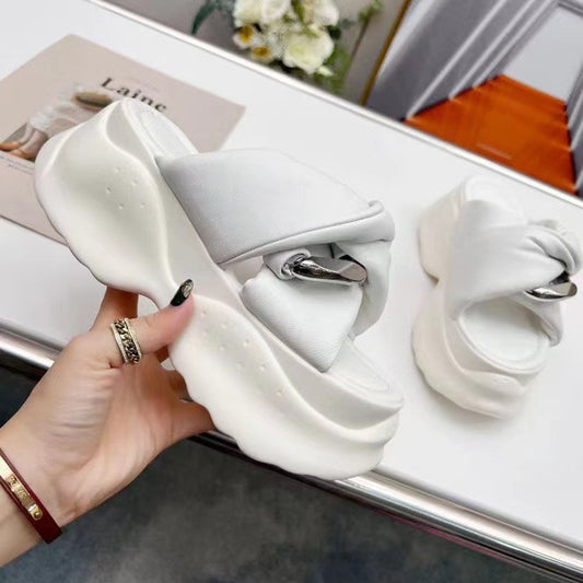 Women's Fashion Cross Strip Thick Soled Open Toe Slippers