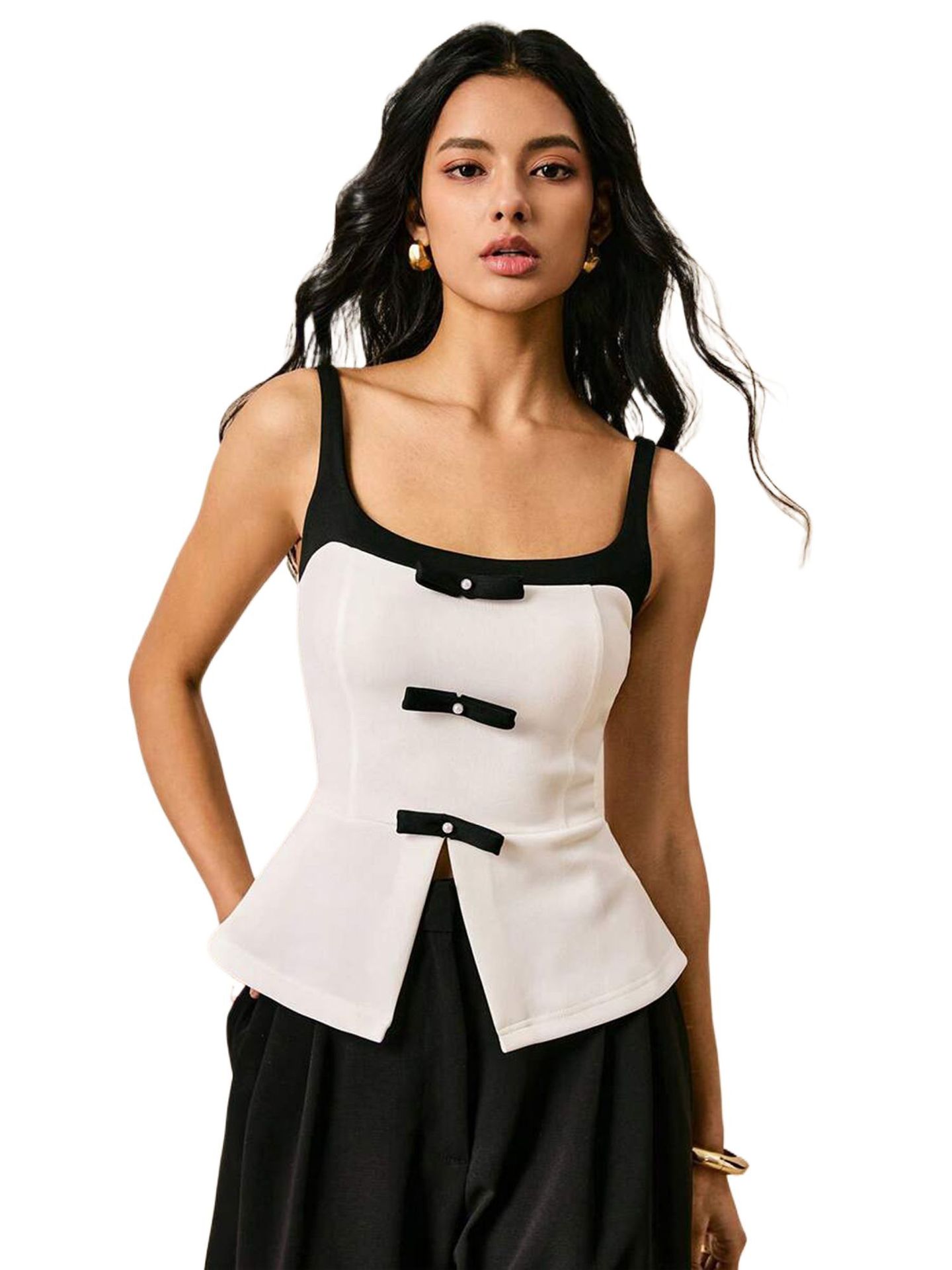 New Stylish Commuter Color-blocked Waist-cinching Vest