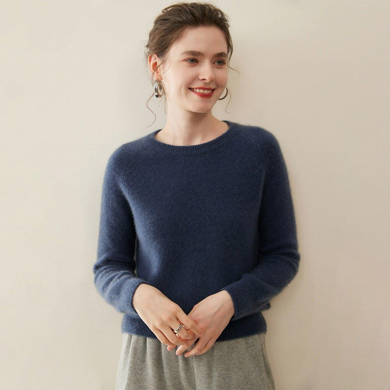 Pure Cashmere Shirt Women's Crew Neck Pullover Sweater