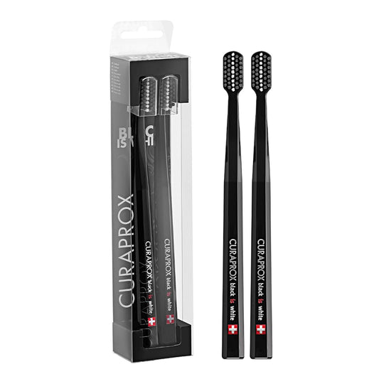 Toothbrush Duo – for Adults | Stylish Black Toothbrushes with Ultra-Soft Filaments | Whitening-Friendly | Black | 2-Pack