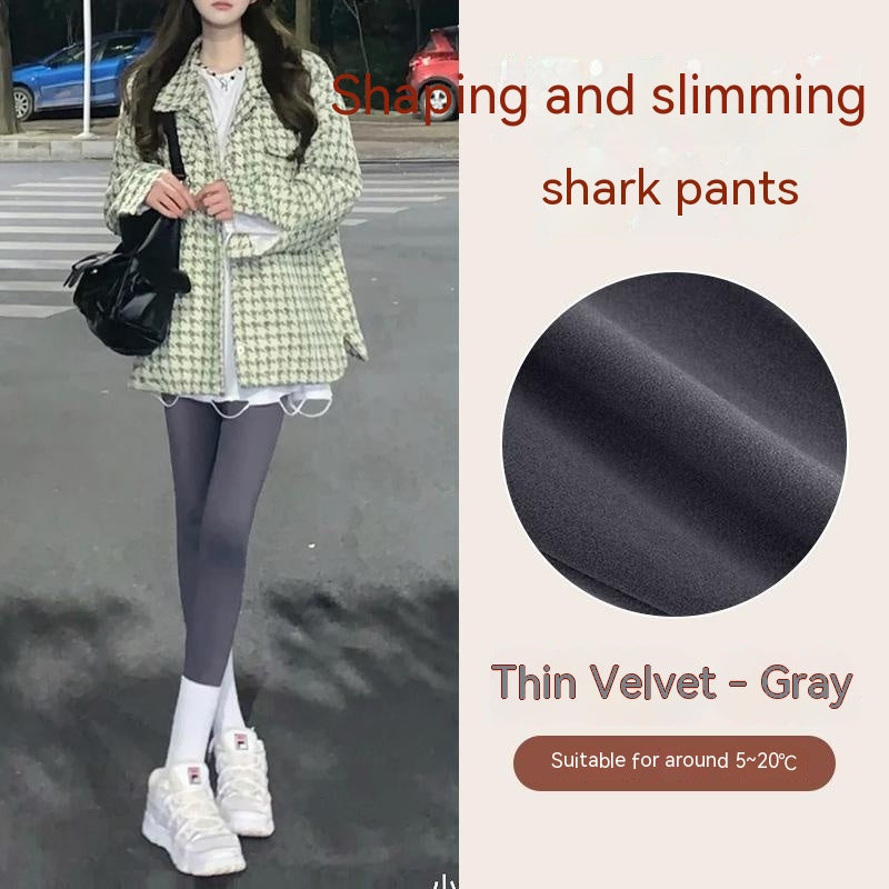 Skyfølelse Tynd Fløjl Hajbukser Efterår Og Vinter Fleeceforede Tykke Leggings