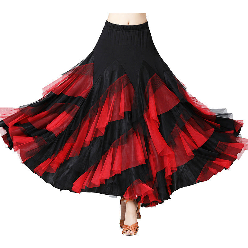 Female Casual Contrasting Color Large Swing Skirt