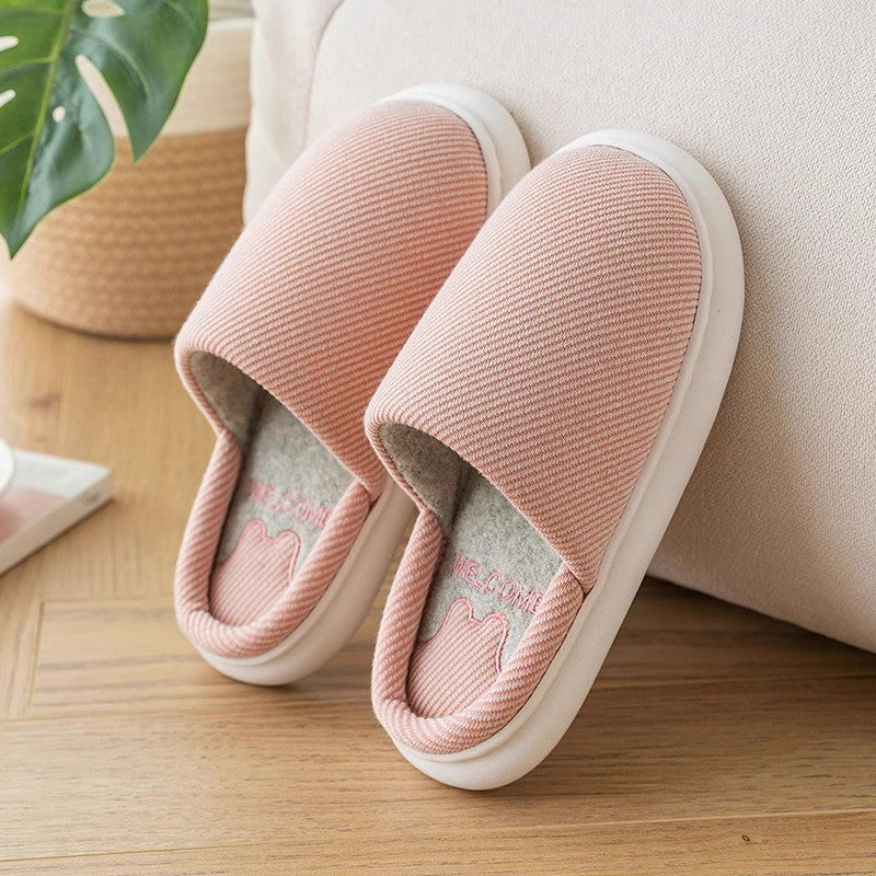 Autumn New Linen Women's Four Seasons Home Indoor Platform Slippers