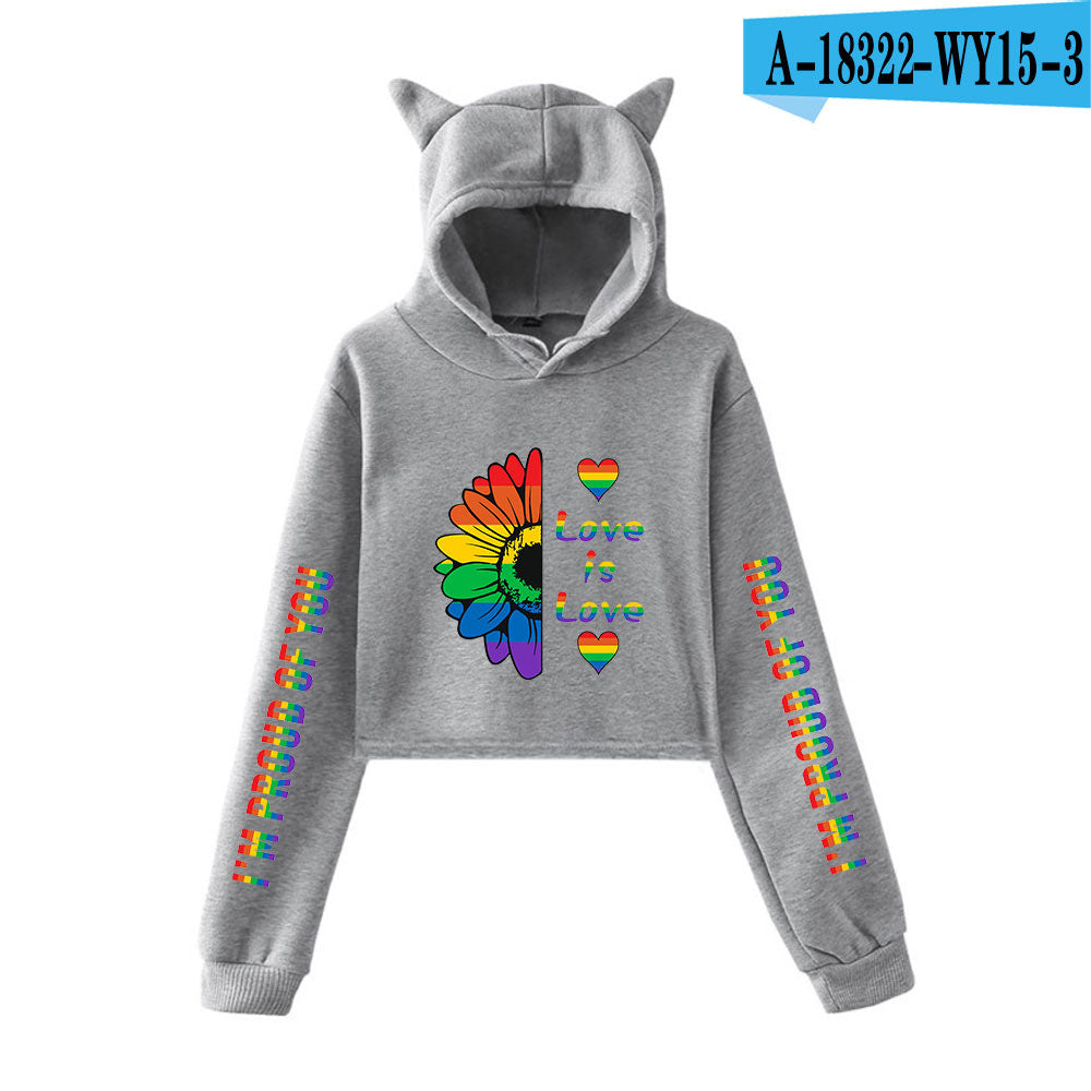 Girl Navel Exposed Cat Ear Sweater