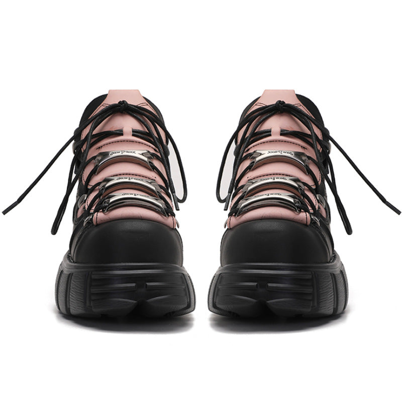 Retro Punk Contrast Color Shoes Women's Platform