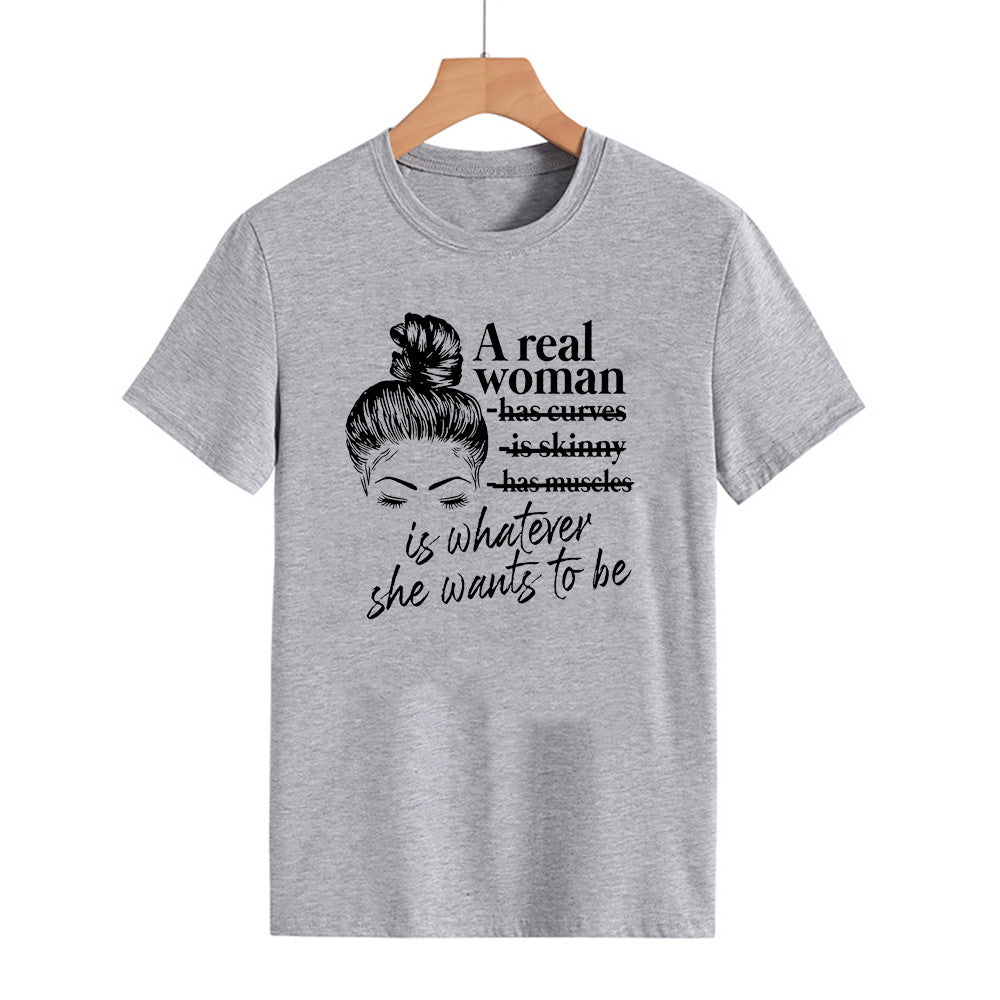T-shirt med bogstavprint, rund hals og korte ærmer