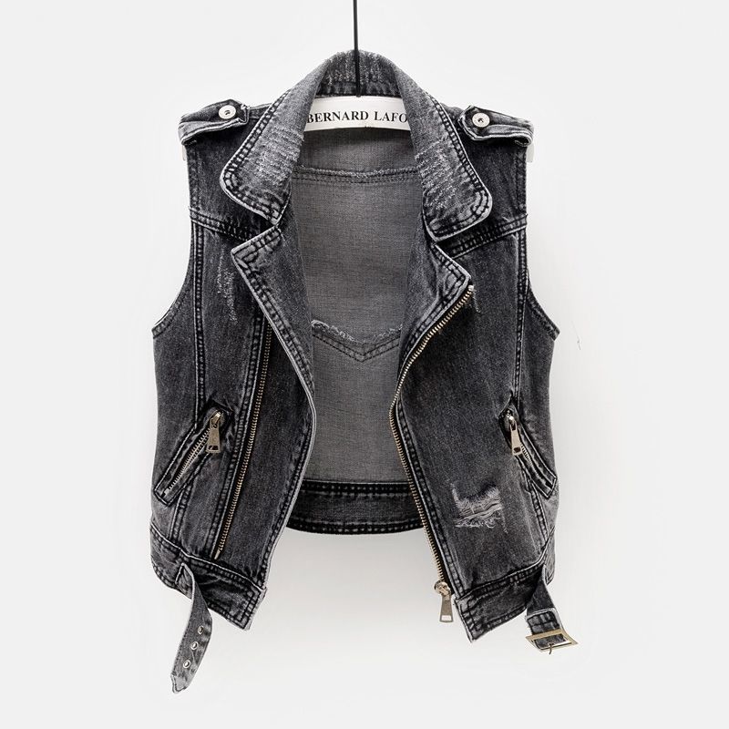 Slim And Versatile Women's Short Denim Vest