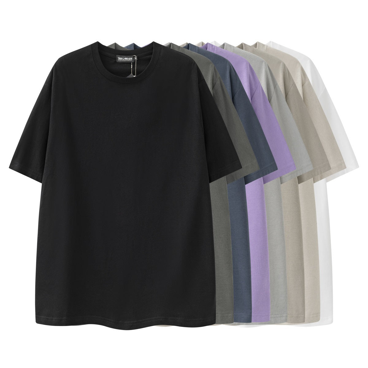 280g Pure Cotton Solid Color Short Sleeve American Casual Loose Shoulder T-shirt