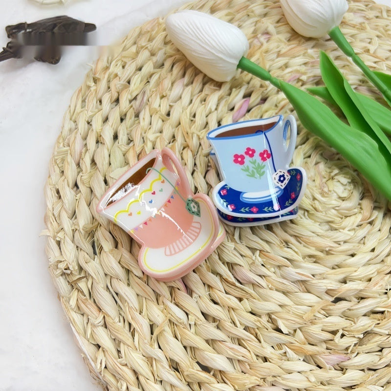 Sweet Coffee Cup Flower Barrettes