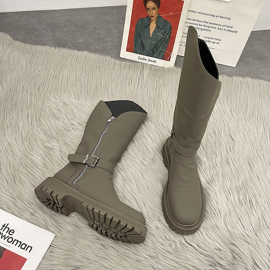 Fashion Ladies Thick-heel Non-slip High-top Knight Boots