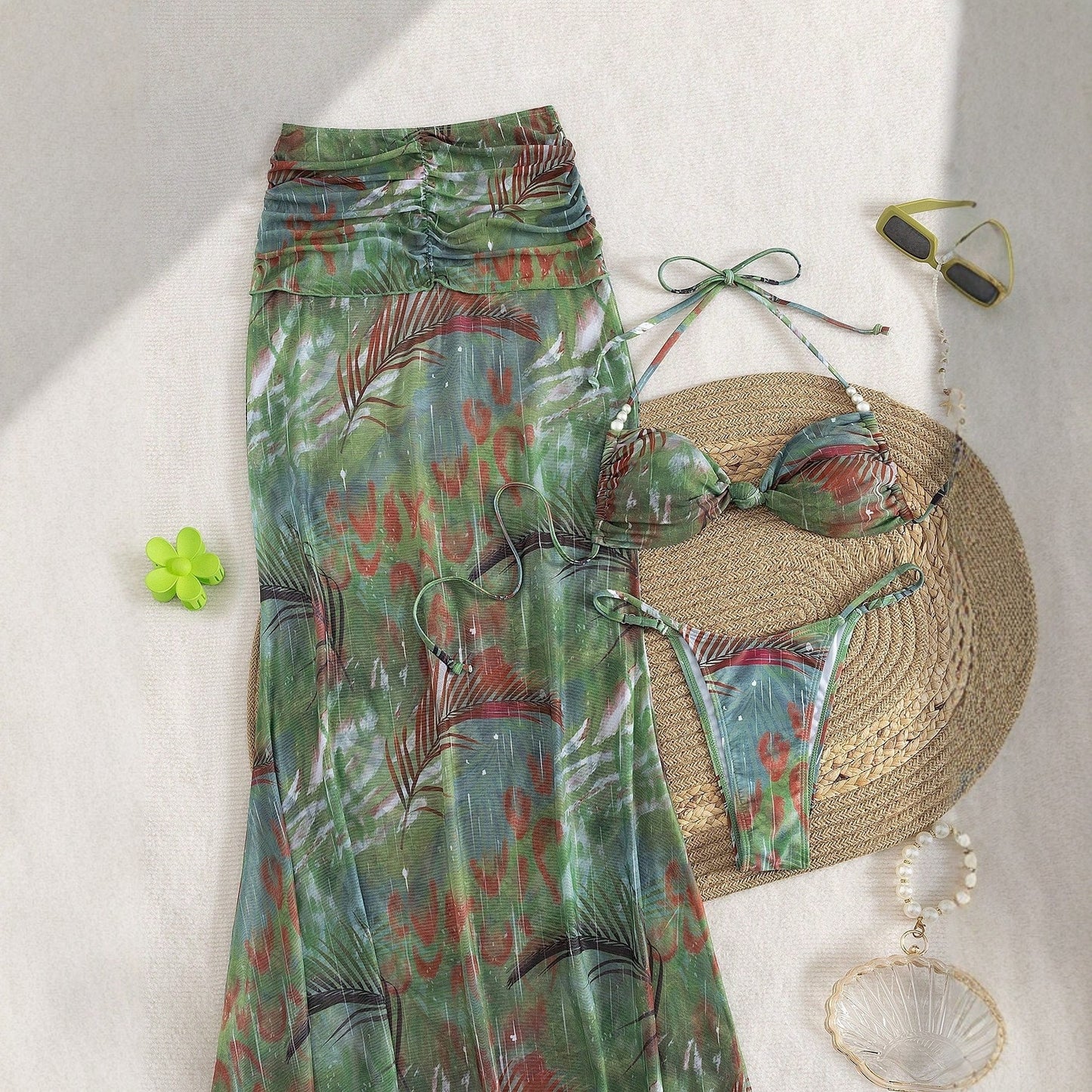 Bikini Top Hip-hugging Long Skirt And Three-piece Set