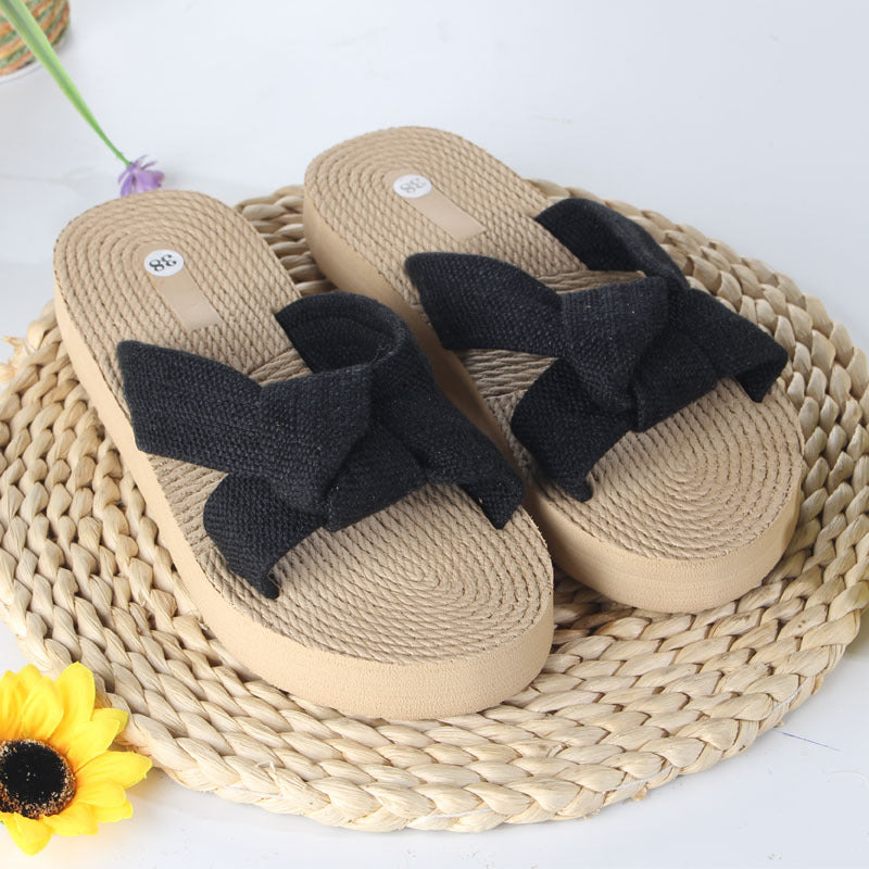 Summer New Breathable Bow-Knot Round-Toe Womens Sandals
