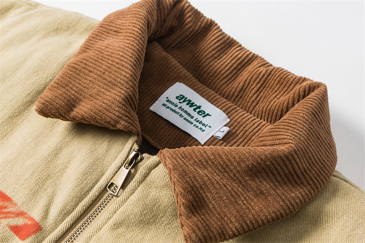Hong Kong Style College Style Cotton Clothing Men's Color Matching Winter Thick Coat