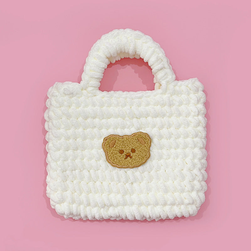 Hand-woven Ice Strip Thread Bear Handbag
