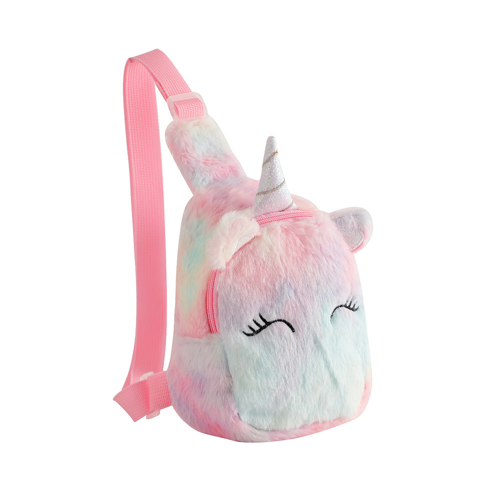 Cartoon Plush Squinting Chest Shoulder Messenger Bag