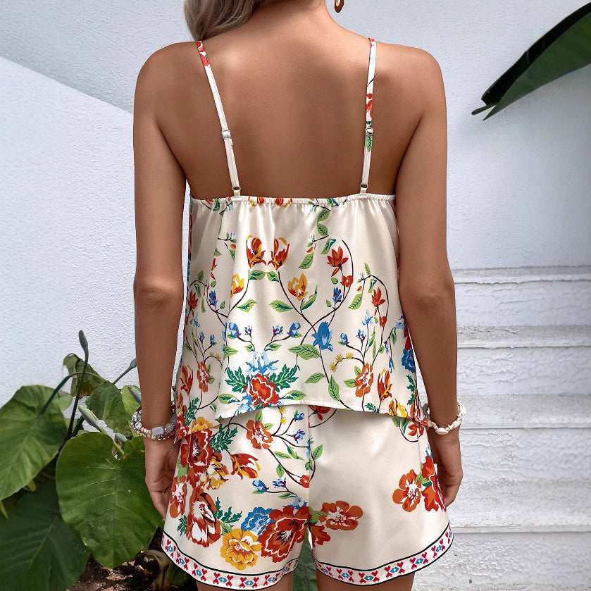 Women's Printed Vest And Shorts 2-piece Set
