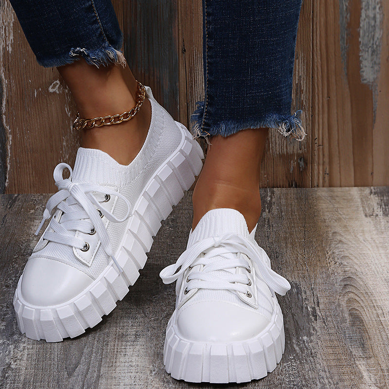 Women's Spring New Retro Round Toe Lace-up Biscuit Shoes