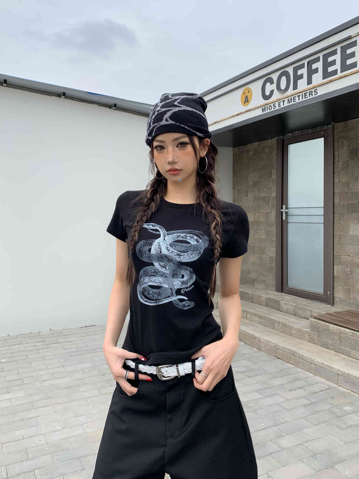 Women's Slim Fit Casual Printed Short Sleeves Short T-shirt