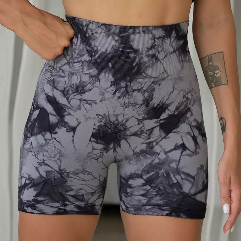 Seamless Tie-dye Sports Tight Shorts