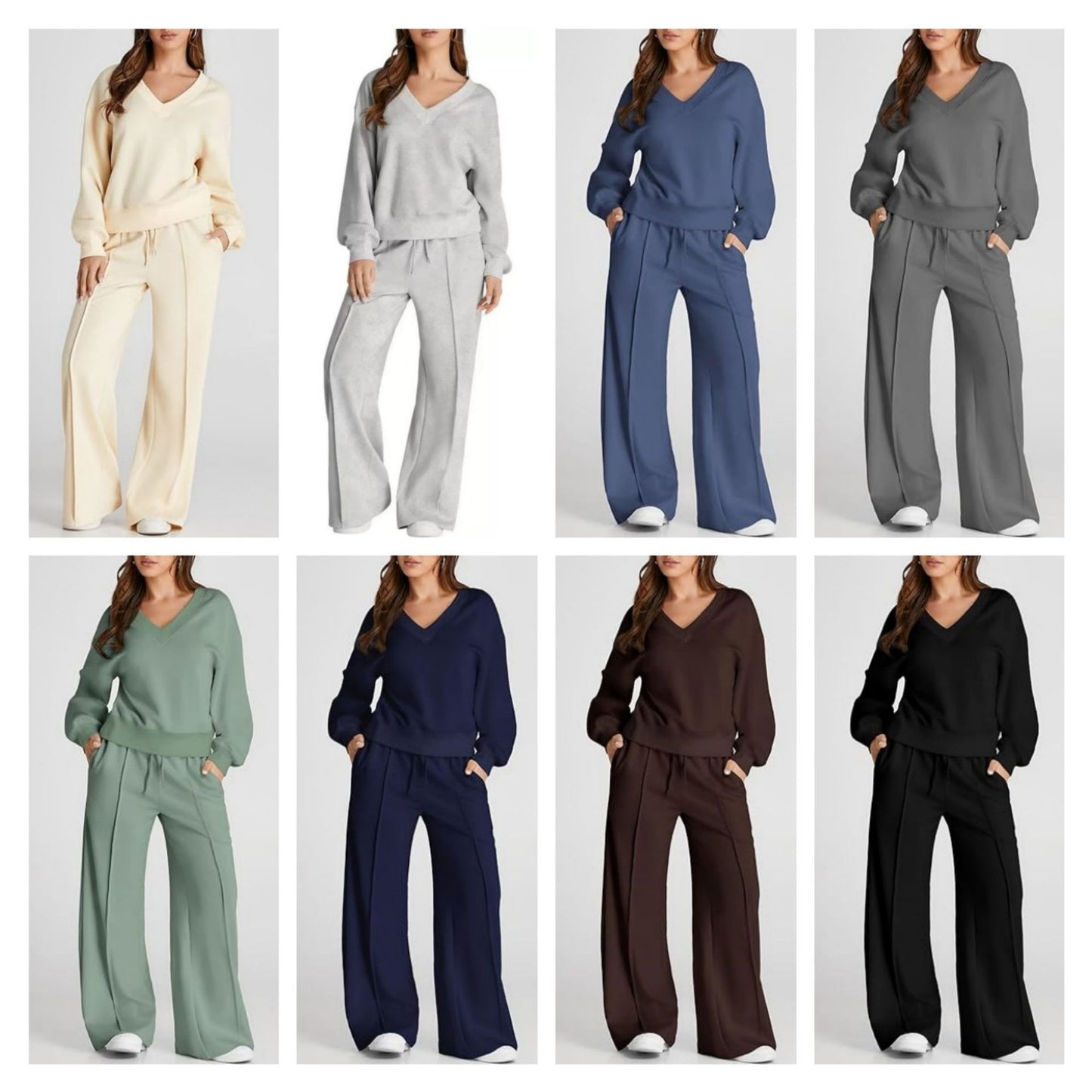 Simple Solid-color Versatile Casual Womens Set