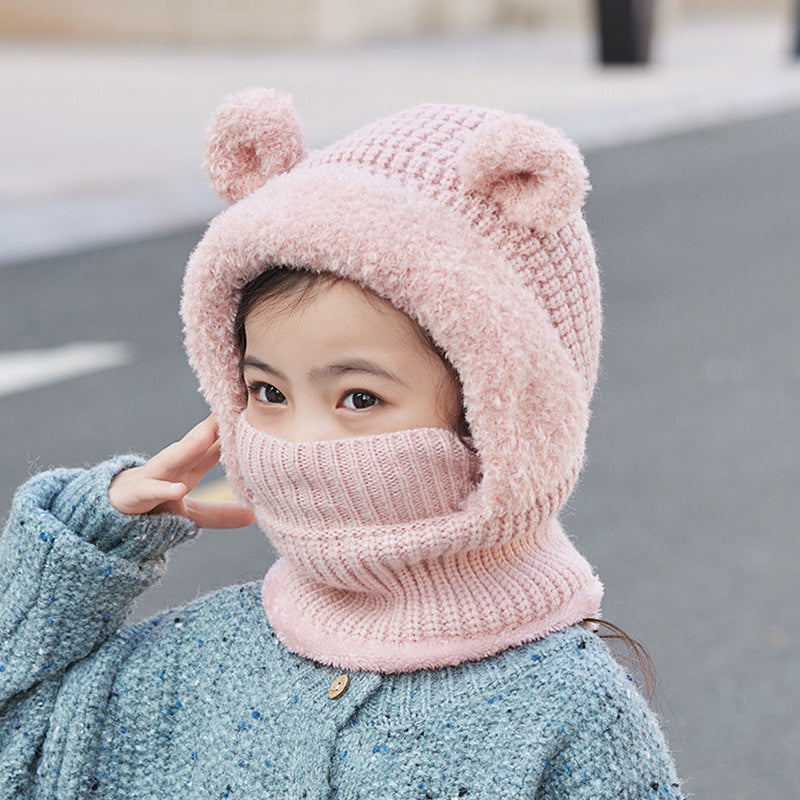 Neck Warmer Integrated Hood With Face Mask For Children Cycling