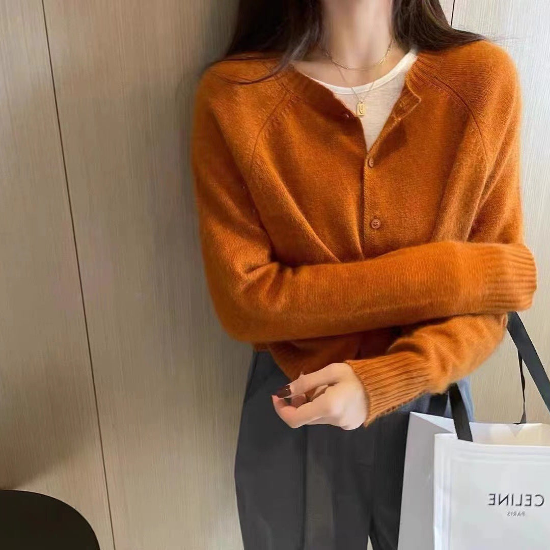 Women's Cardigan Loose Cropped Sweater