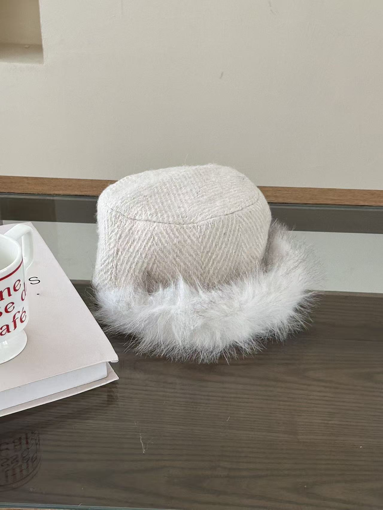Korean Niche-design Faux Fur Vintage Flat-top Hat