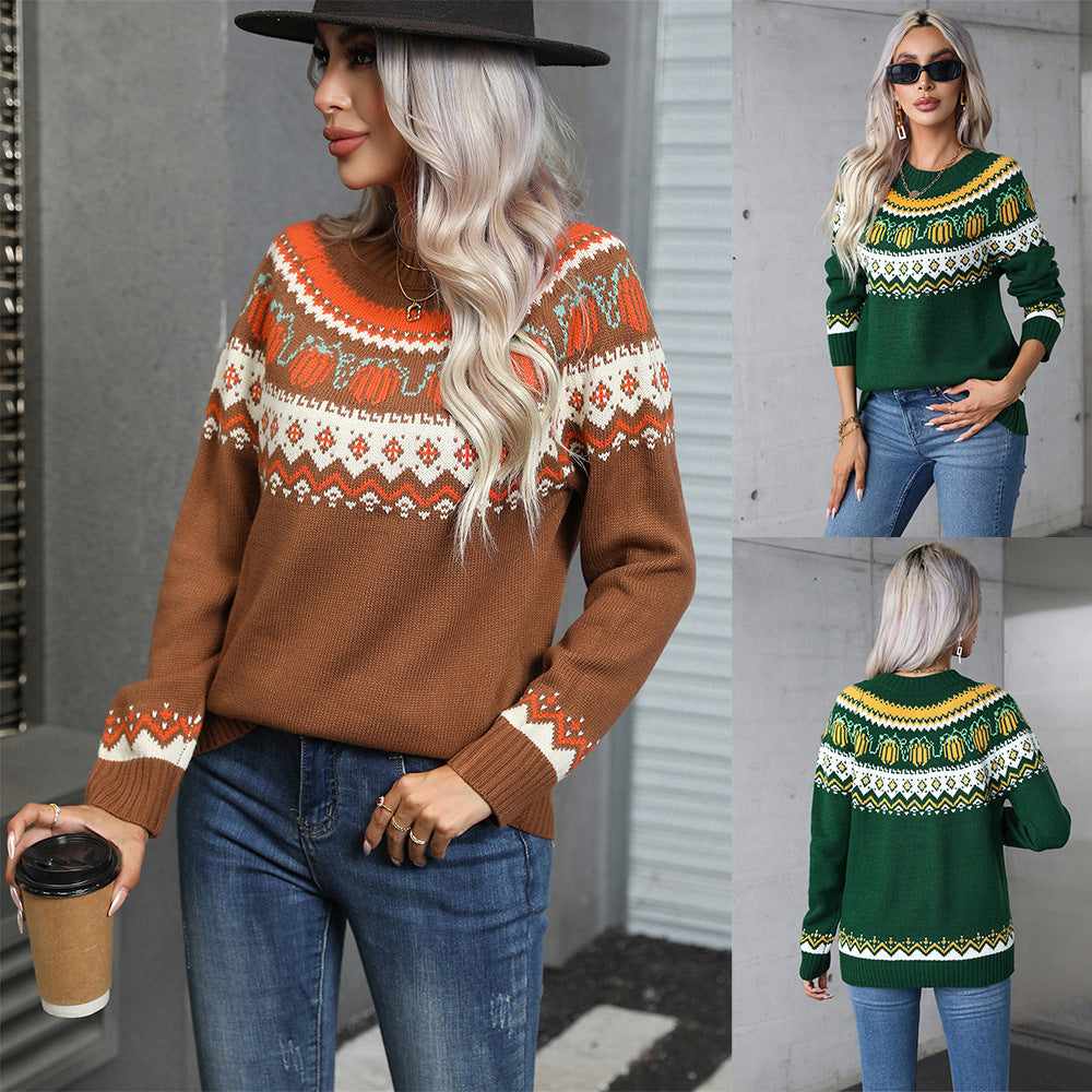 Women's Halloween Sweater Plus Size Round Neck