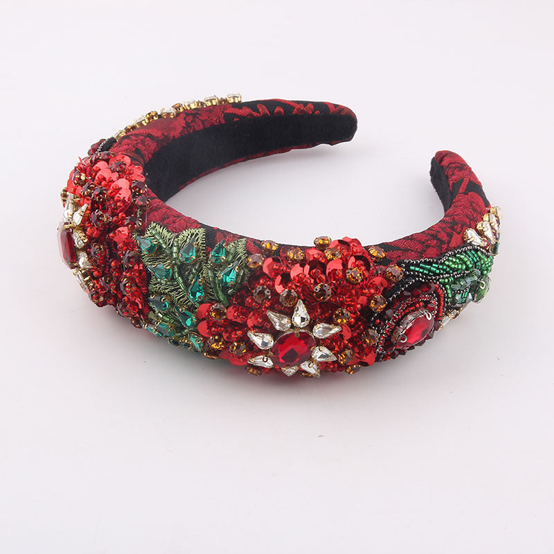 Fashion Sponge Diamond Leaf Exaggerated Headband