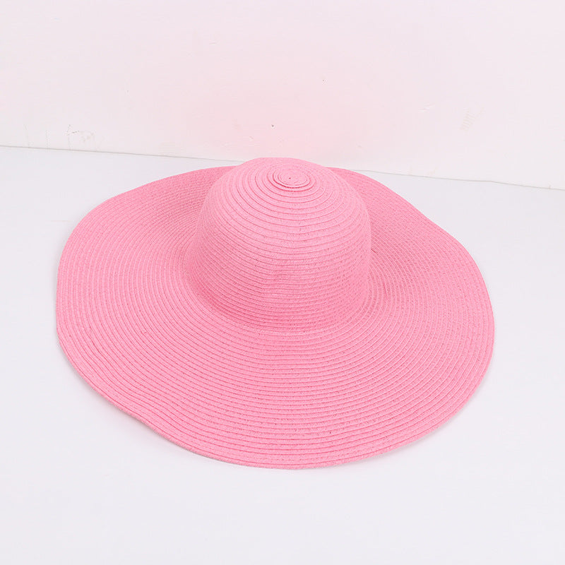 Women's Outdoor Large Brim Solid Color Straw Hat