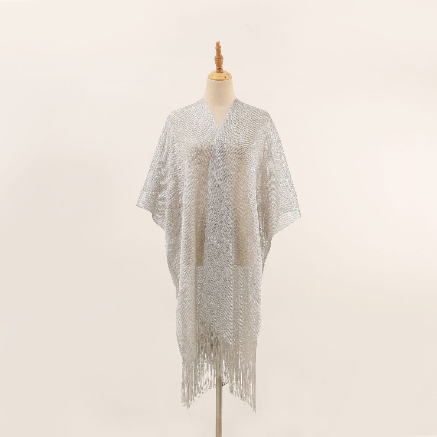 Flat Towel Shawl Gold And Silver Silk Slit Fashionable Beachwear Vacation Sun Protection Shirt