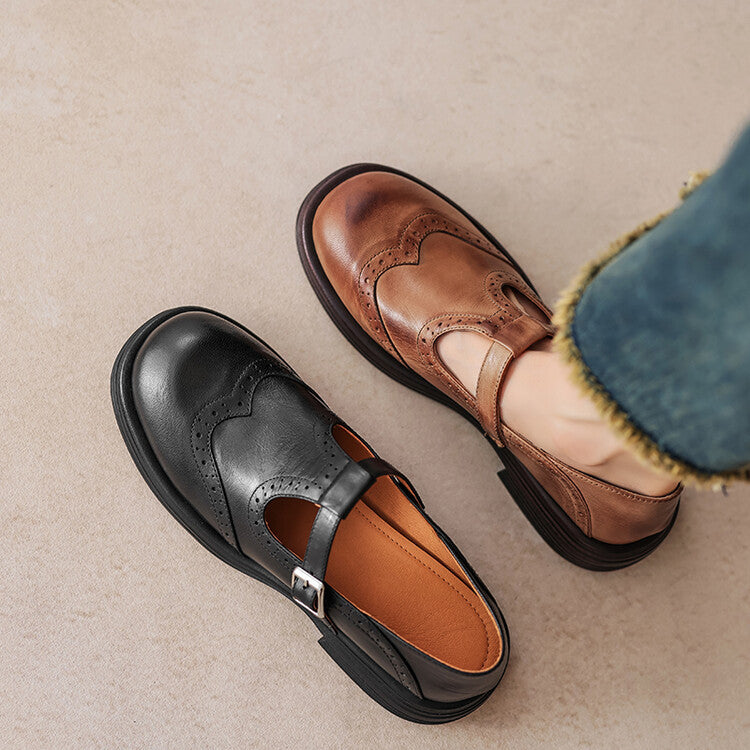 Fashion Women's Flat British Style Leather Shoes