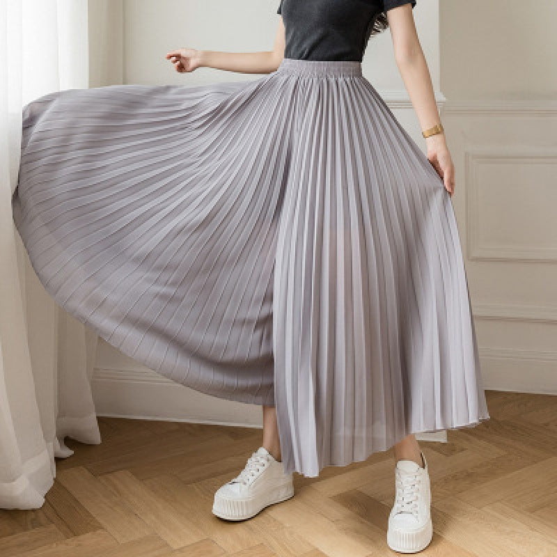 Loose-fitting Pleated Chiffon Wide-leg Women's High Waist Straight Skirt Pants