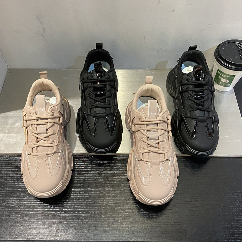 Thick-soled Lace-up Sports Shoes For Student Running