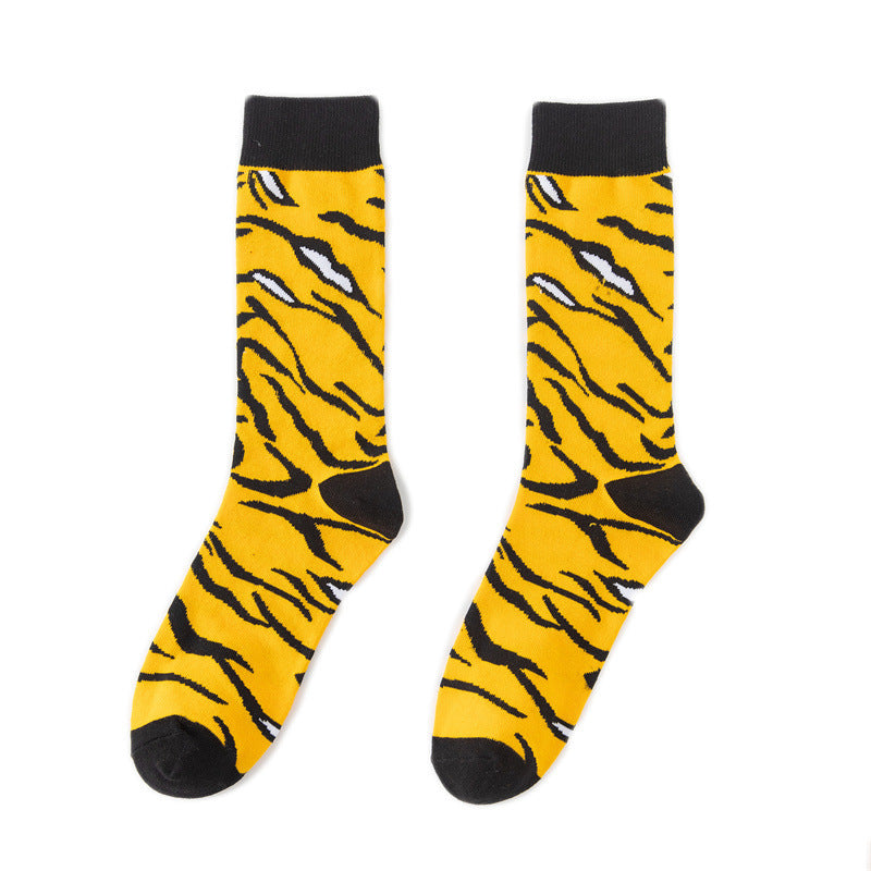 Animal Colorful Skull Print Cotton Middle Tube Socks