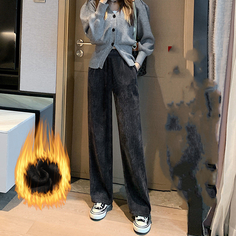 Casual Padded White Corduroy Trousers