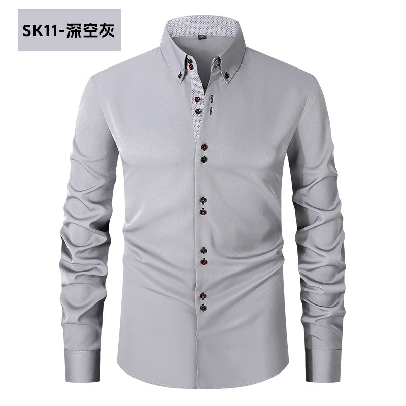 Men's Casual Business Plus-Size Long-Sleeve Shirt