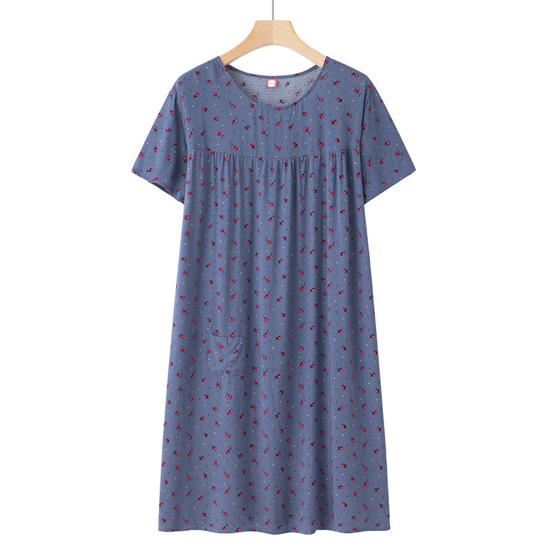Women's Thin Loose Cotton Silk Short-Sleeve Dress