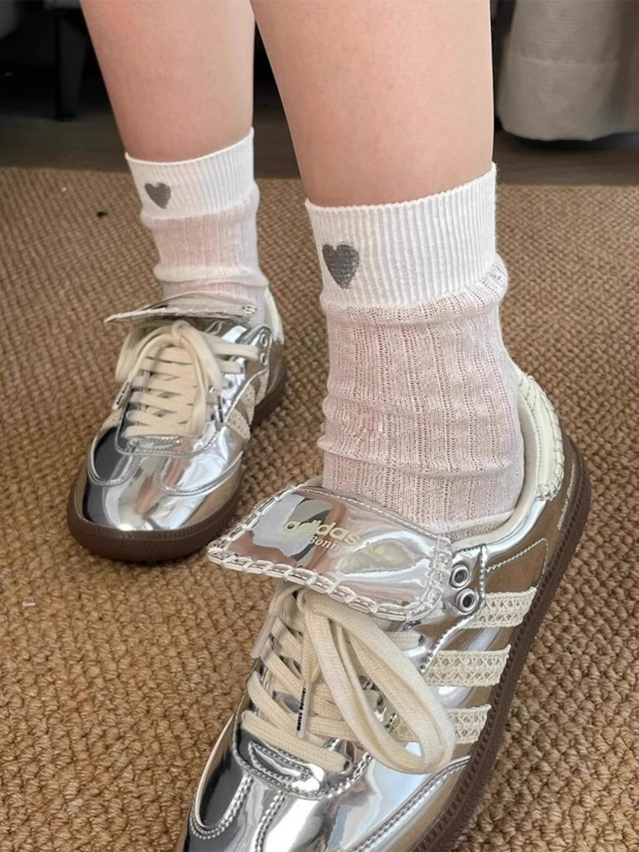 Japanese Ultra-thin Love Embroidery Loose Socks